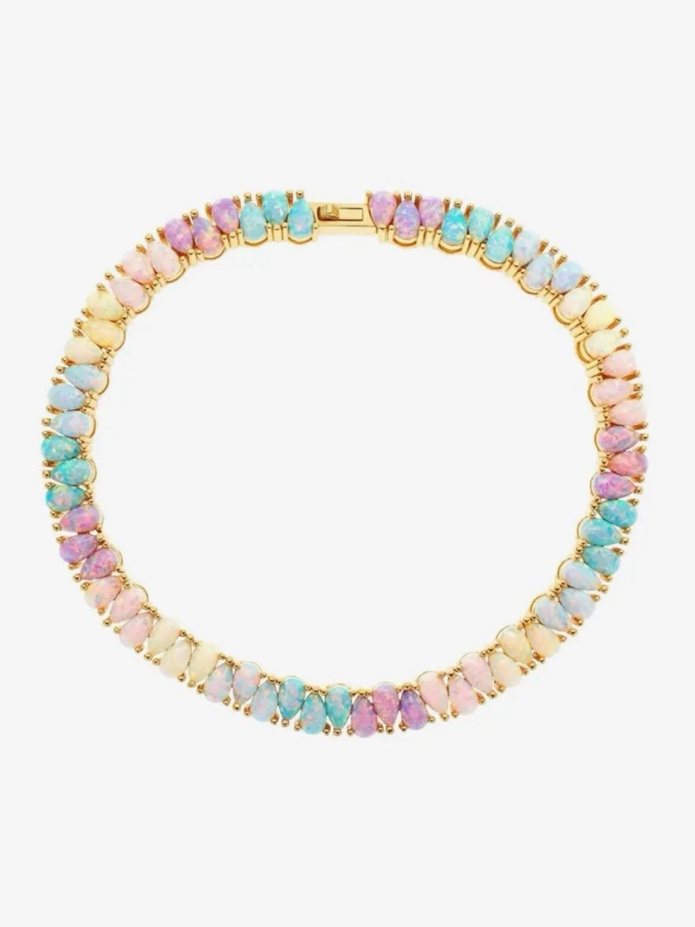 La Kaiser Gold Pastel Blue, Pink, Purple, Cream, Mint Stones tennis bracelet NWT